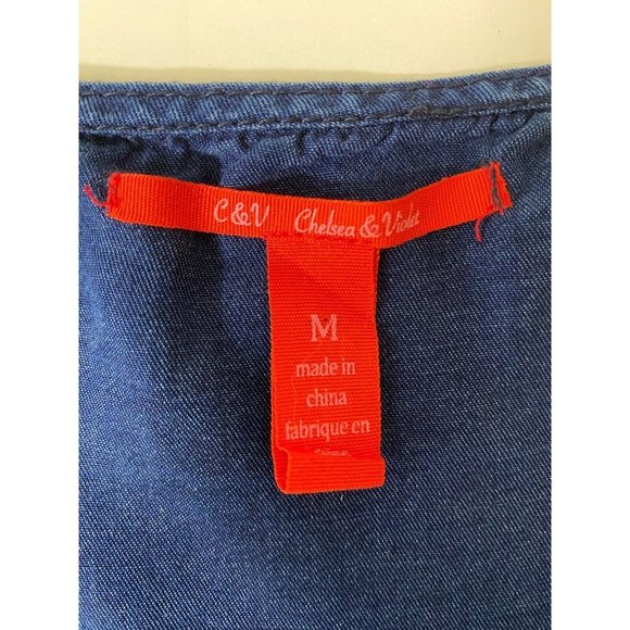 Chelsea & Violet Blue Chambray Sleeveless Lyocell Top‎ with ties at Shoul… - Picture 4 of 11